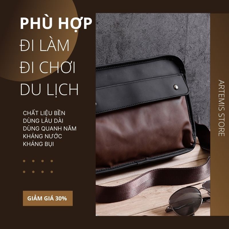 Túi xách nam ⚡FREESHIP⚡da đeo chéo vai hiện đại lịch lãm cao cấp, lịch lãm, bền, đẹp. BH 12 th Tặng Vớ nam 86U4