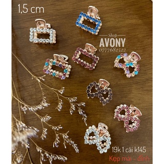 Kẹp tóc mái - Bấu tóc đỉnh kim loại đính đá màu