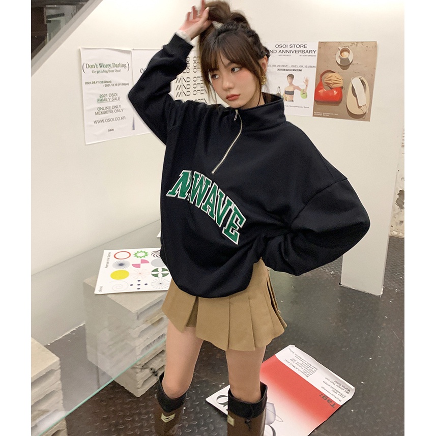 DUNEA Chân Váy Chữ A Lưng Cao Xếp Ly Quyến Rũ Thời Trang Cho Nữ