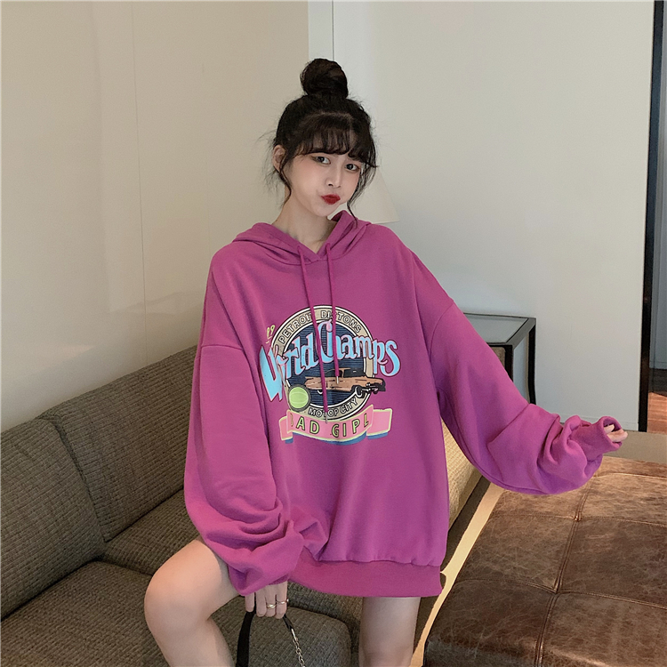 Áo Hoodie Tay Dài Dáng Rộng Phong Cách Hàn Quốc 2021