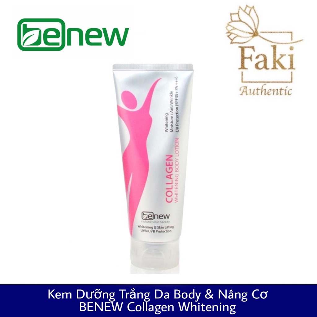 Kem Dưỡng Trắng Da BENEW nâng tông, make up body Benew Collagen Whitening Body Lotion dưỡng ẩm SPF35 PA+++ 200ml