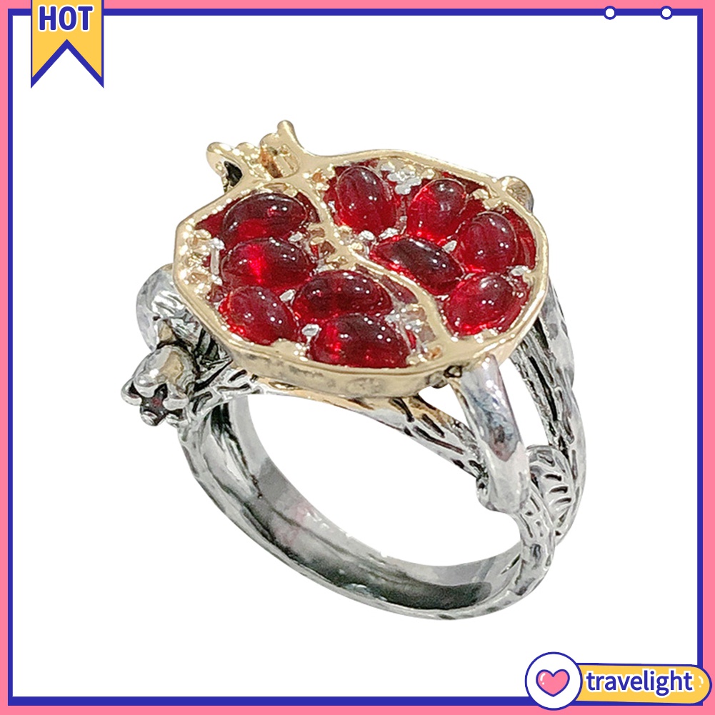 Nhẫn Hợp Kim Đính Đá Lựu K1 Phong Cách Vintage