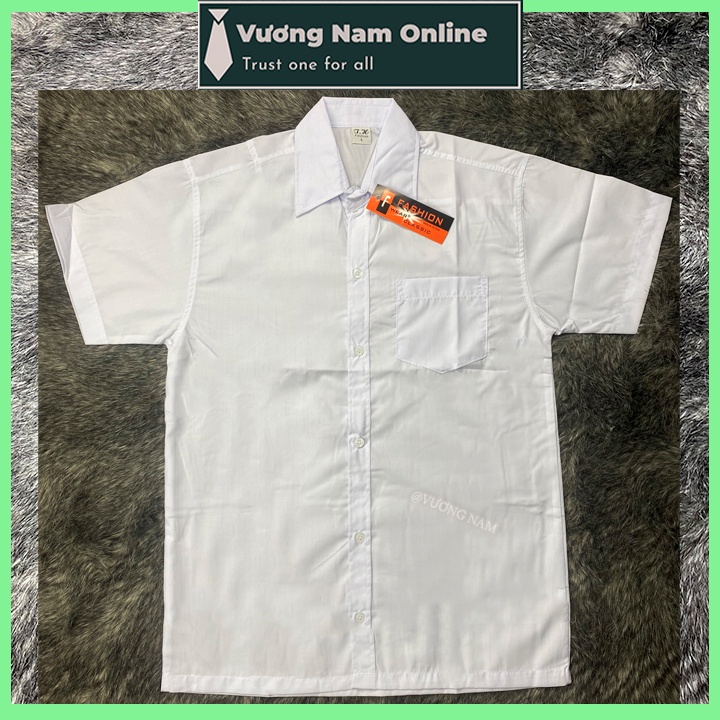 Áo sơ mi học sinh nam trắng tay ngắn và dài vải kate hàng tiêu chuẩn vạc ngang VN93A