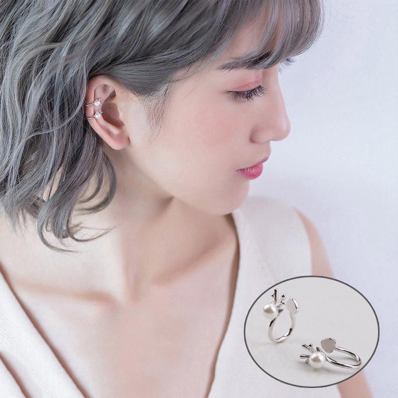 Bông tai hình sừng hươu đính ngọc trai thời trang dành cho nữ