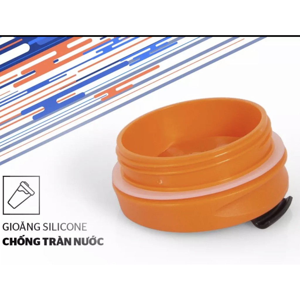 Ly cách nhiệt nhựa 500 ml Biozone SUNHOUSE nắp màu cam cao cấp