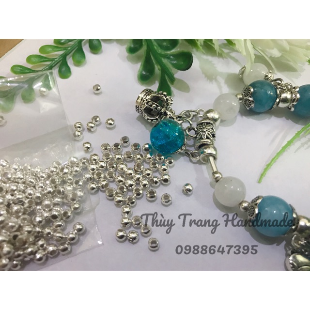 100 hạt cườm bạc, vàng  xỏ vòng tay, làm trang sức handmde rất đẹp