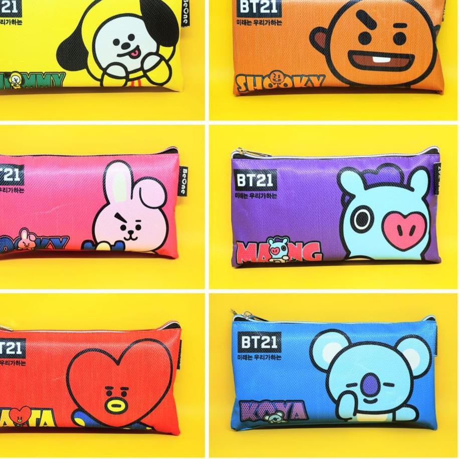 Bóp Viết Vải Canvas In Hình Bt21 Tata Cooky Chimmy Shooky Mank Koya 6.6