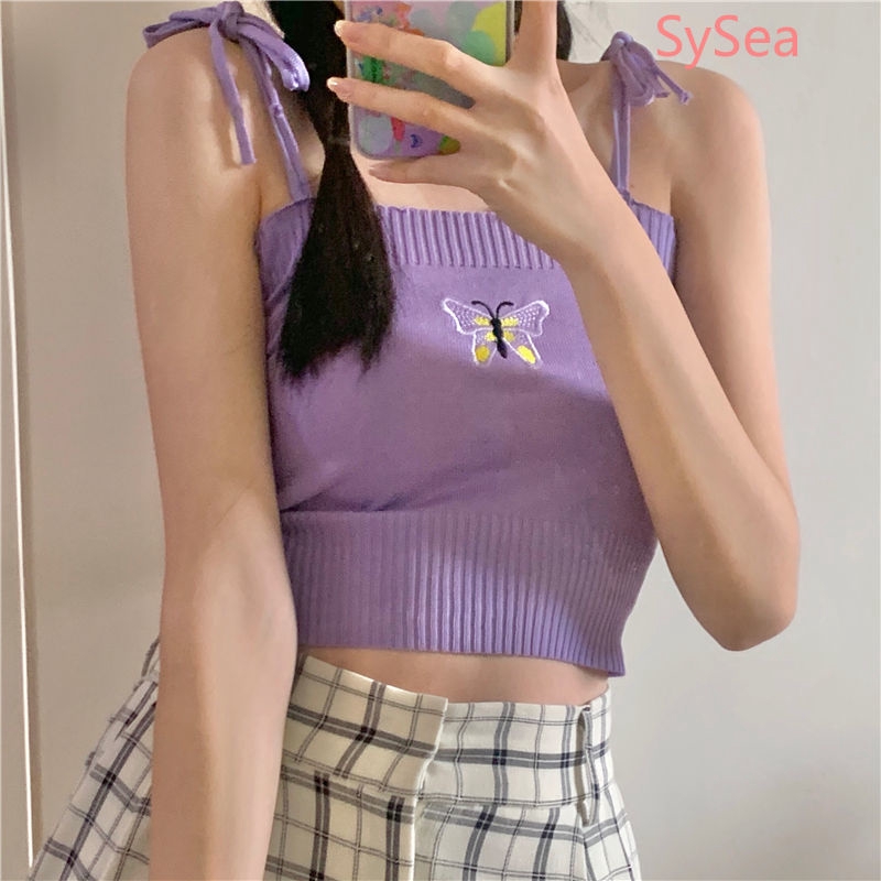 Áo Lửng Hai Dây Thêu Họa Tiết Hoa Quyến Rũ Dành Cho Nữ