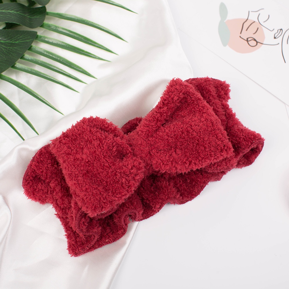 Băng đô rửa mặt Hàn Quốc thiết kế Nơ vải xù màu đỏ phụ kiện thời trang dành cho nữ BĐ11