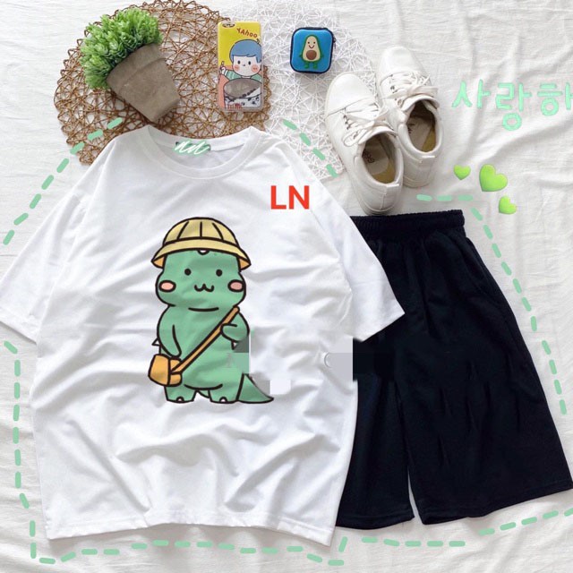 Sét Bộ Đồ Nam Nữ Hoạt Hình Cartoon Unisex Mặc Ở Nhà Dễ Thương - Áo Cotton Organic In Thỏ Ăn Vặt Mix Quần Đùi Phong Cách