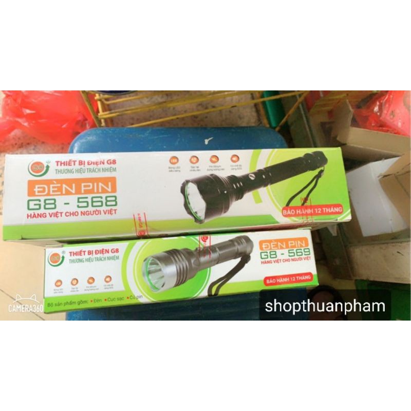 Đèn pin sạc cầm  tay siêu G8 mã 568 /569