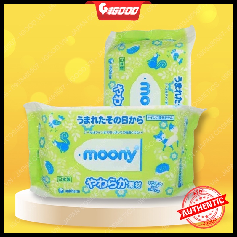 Khăn ướt (giấy ướt) Moony nội địa Nhật gói 80 tờ