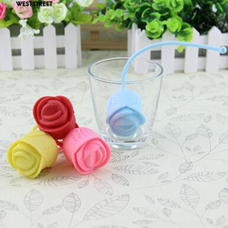 Túi lọc trà hình bông hoa hồng chất liệu silicon kích thước 4.1cm x 4.9cm nhiều màu sắc tiện dụng