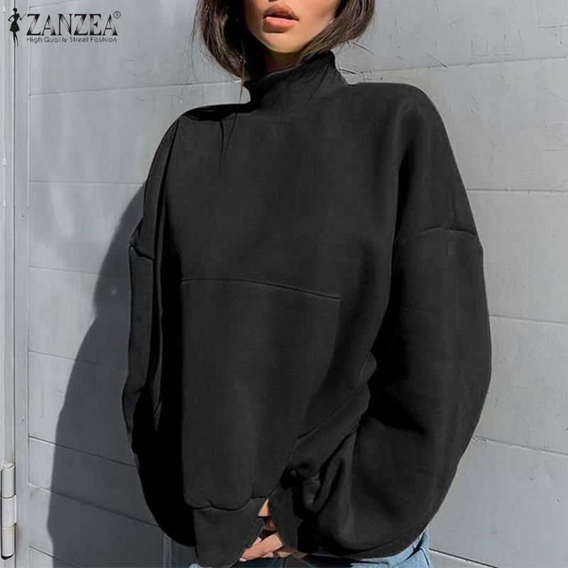 Áo dài tay ZANZEA cổ cao màu trơn dáng rộng thời trang đường phố dành cho nữ  | BigBuy360 - bigbuy360.vn