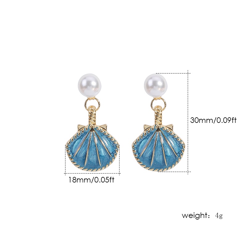 Khuyên tai Pinkdudu PD590 bằng hợp kim đính ngọc trai giả màu xanh dương thời trang sang trọng cho nữ