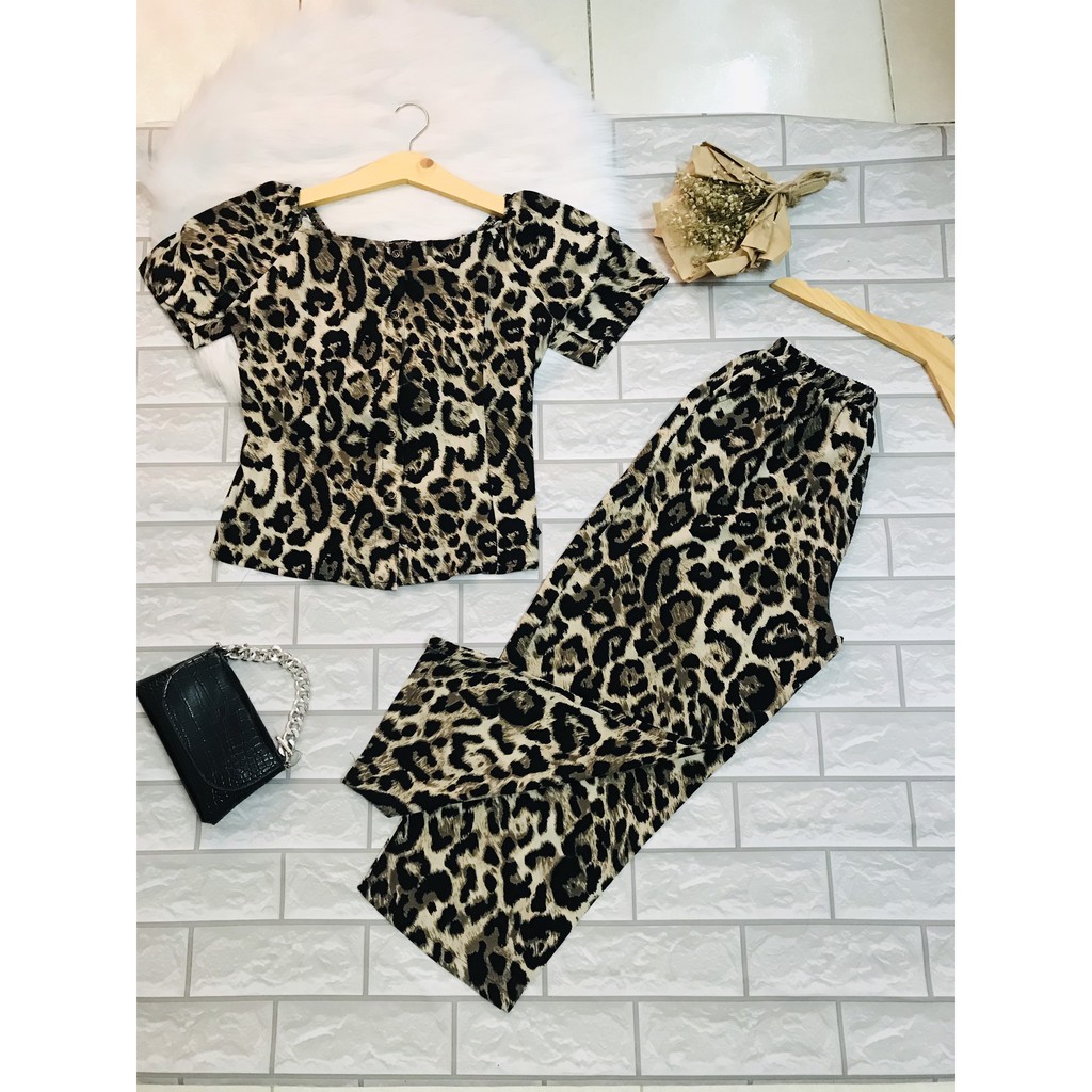 Set bộ đồ kiểu nữ họa tiết da beo mặc đi chơi, dạo phố vải lụa mango mát mịn, siêu êm DB002 | BigBuy360 - bigbuy360.vn