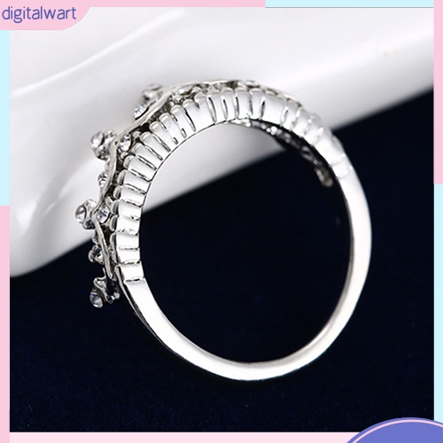 Nhẫn mạ bạc hình vương miện đính đá xinh xắn