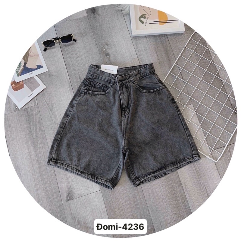 Quần Short Ngố Nữ Jean Lưng Cao Trơn Nhiều Màu