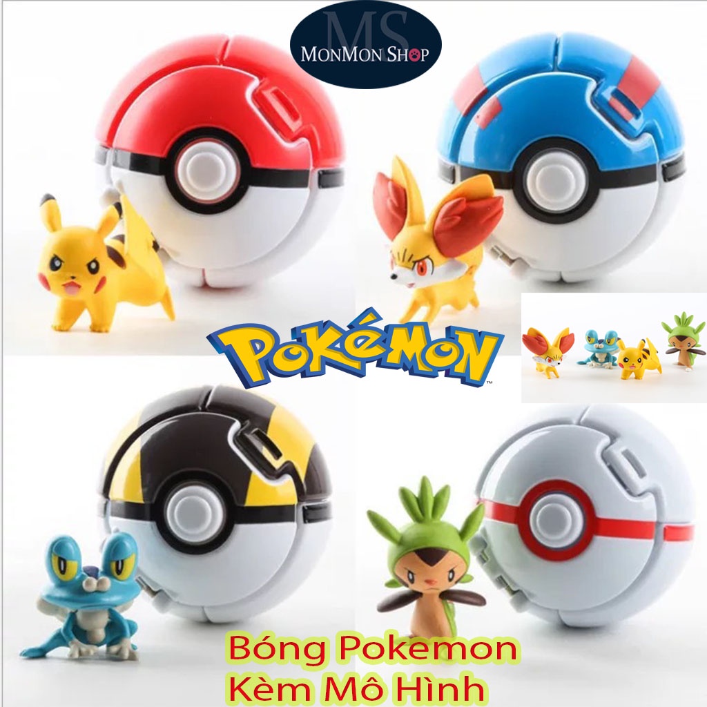 Mô hình Quả Cầu Pokemon Go, Anime, Đồ chơi tự động ném thú Pikachu bao gồm 1 quả cầu và 1 mô hình pokemon chất lượng đảm