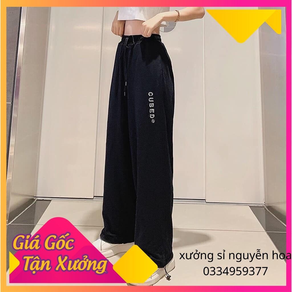 Quần thun jogger rút gấu in chữ cubed 3 màu xám/trắng/đen bao ngầu bao chất (kèm video/ảnh thật) Xưởng Sỉ Nguyễn Hoa