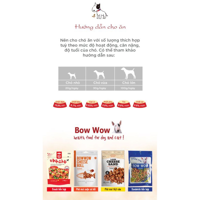 120gPHÔ MAI CUỘN THỊT GÀ Hương vị thơm ngon, hấp dẫn, chứa lượng chất béo và muối thấp.