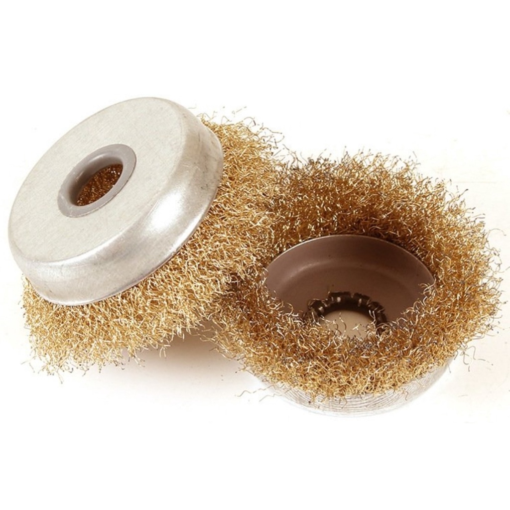 Chén Cước Sợi Thép Vàng , Chổi Đánh Rỉ Sét , Dùng Cho Máy Mài cầm Tay , 80mm x 14mm , Hàng Chuẩn Hãng