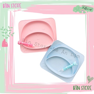 Khay ăn dặm cho bé cao cấp, Khay ăn dặm silicon kiểu Nhật chống đổ hình gấu mập cho bé - Bìn Store