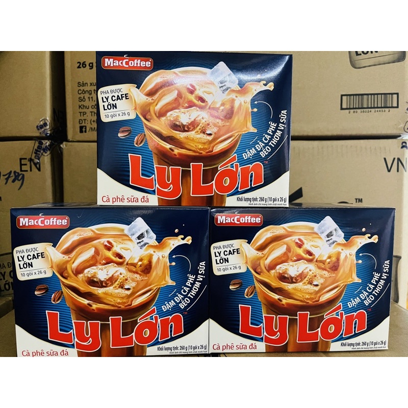 Cà phê sữa đá MacCoffee Ly Lớn Hộp 260g ( 10 gói x 26g )- Đậm đà cà phê, béo thơm vị sữa