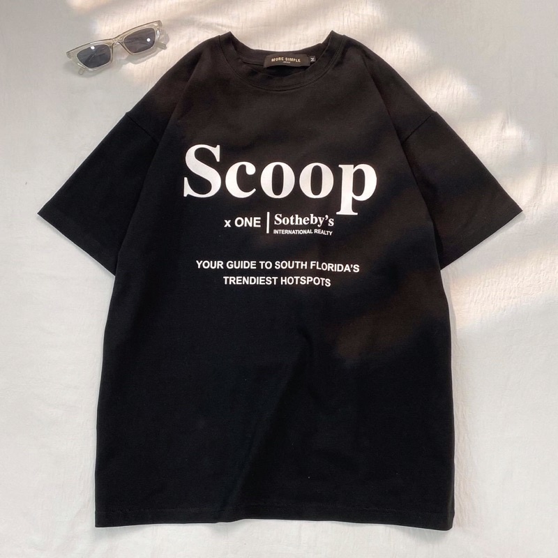 Áo Thun Tay Lỡ SCOOP Form Rộng Oversize Vải Thun Tici Phong Cách Ulzzang Nam Nữ Unisex - Yowol SG