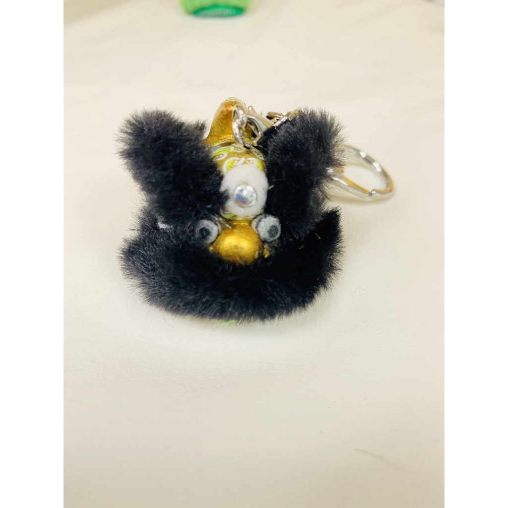 毛毛-黑金 Móc Khóa Resin Hình Sư Tử Nhảy Múa Thời Trang