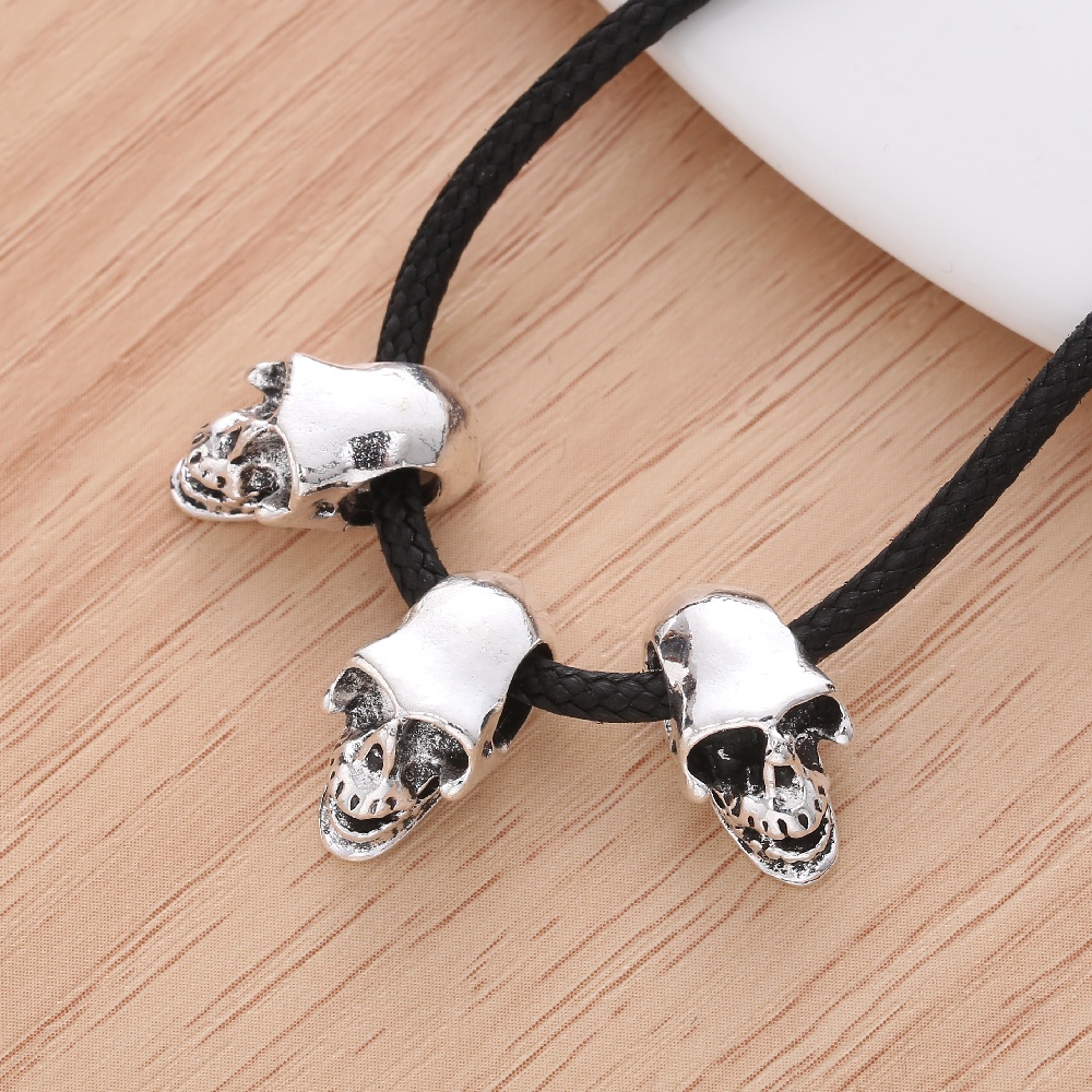 Set 10 Hạt Xâu Chuỗi Hình Đầu Lâu Dùng Làm Trang Sức Thời Trang