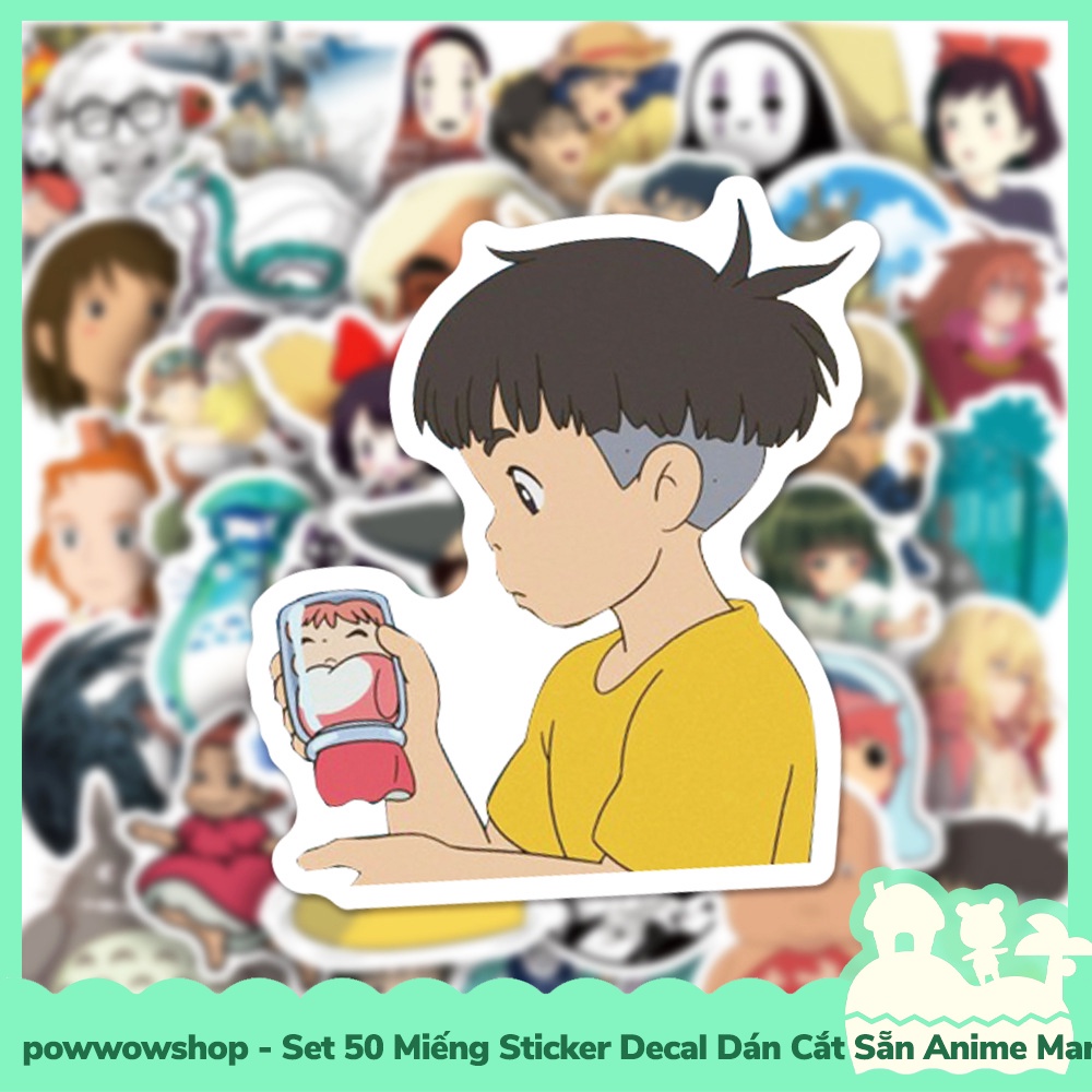 [Sẵn VN - Hỏa Tốc] Set 50 Miếng Sticker Decal Cắt Sẵn DIY Dán Trang Trí Vật Dụng Mẫu Totoro Spirited Away Anime Manga Gh