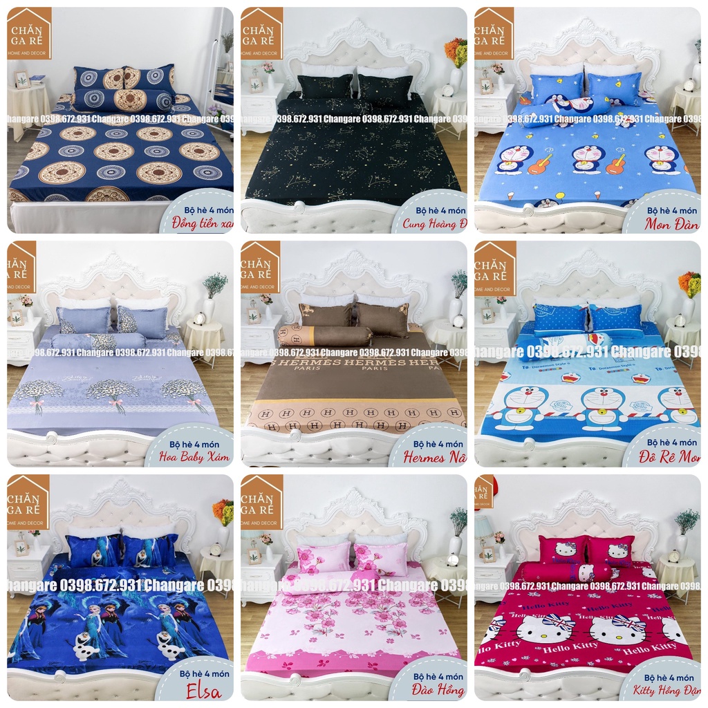 (4 món)Bộ ga gối 💖m6/m8/2m2💖 drap giường poly, ga trải giường + 2 vỏ gối nằm+ 1 vỏ gối ôm | BigBuy360 - bigbuy360.vn