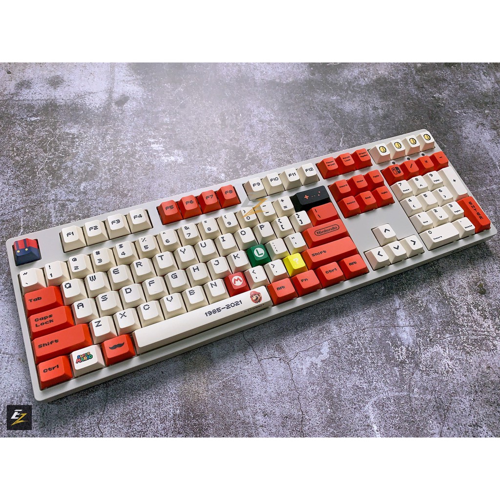 Keycap Cho Bàn Phím Cơ Retro Mario Thick PBT, In Dyesub 120 Phím Cherry Profile Của EZ