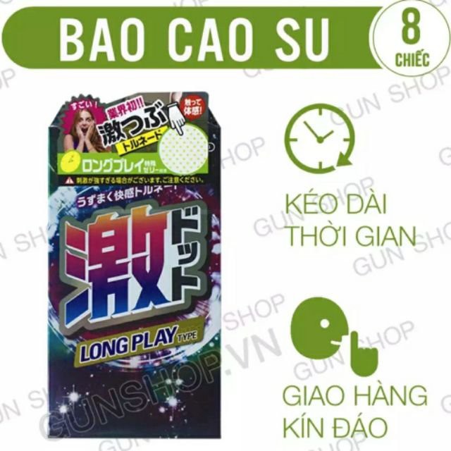 FREESHIP - [HÀNG ĐỘC QUYỀN] Bao cao su Jex Long Play 8 chiếc kéo dài qhe, siêu mỏng có gai không mùi, đàn hồi tốt nhất