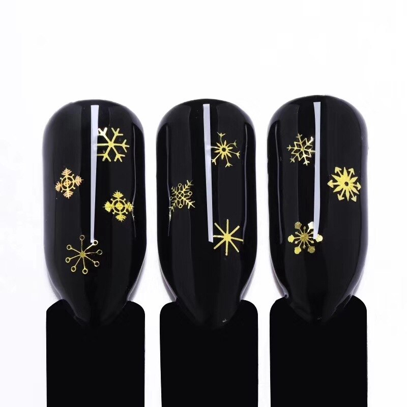 1 Bottle Hollow Out Gold Nail Glitter Sequins Snowflakes Mixed Design Decorations