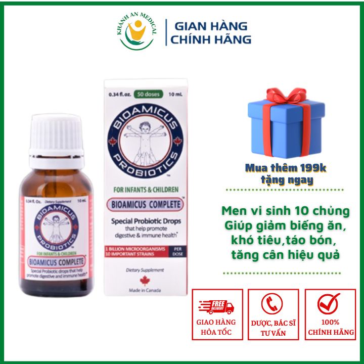 Men vi sinh 10 chủng Bioamicus Complete Kích thích Ăn ngon Tăng cân. Giảm táo bón, Đi ngoài ở trẻ Dược Khánh An D18