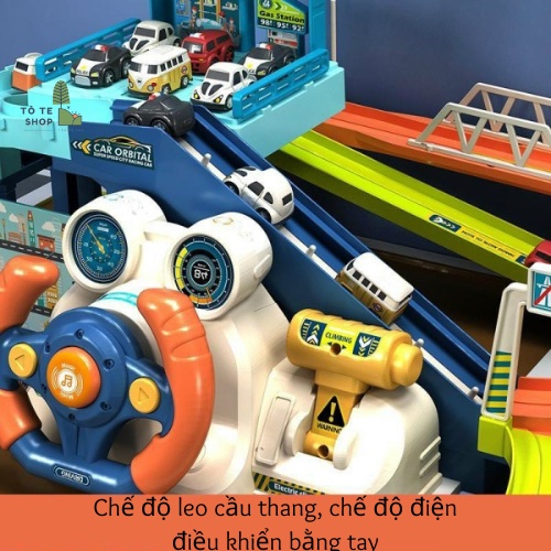 Đường ray ô tô cỡ lớn , mô hình xe đô thị kèm 6 xe có âm thanh ánh sáng , xe chạy quán tính và điều khiển