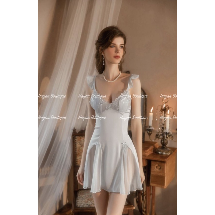 HT39 Váy ngủ sexy lụa cánh tiên kèm ĐỆM LÓT, váy ngủ lụa hở lưng gợi cảm HT39