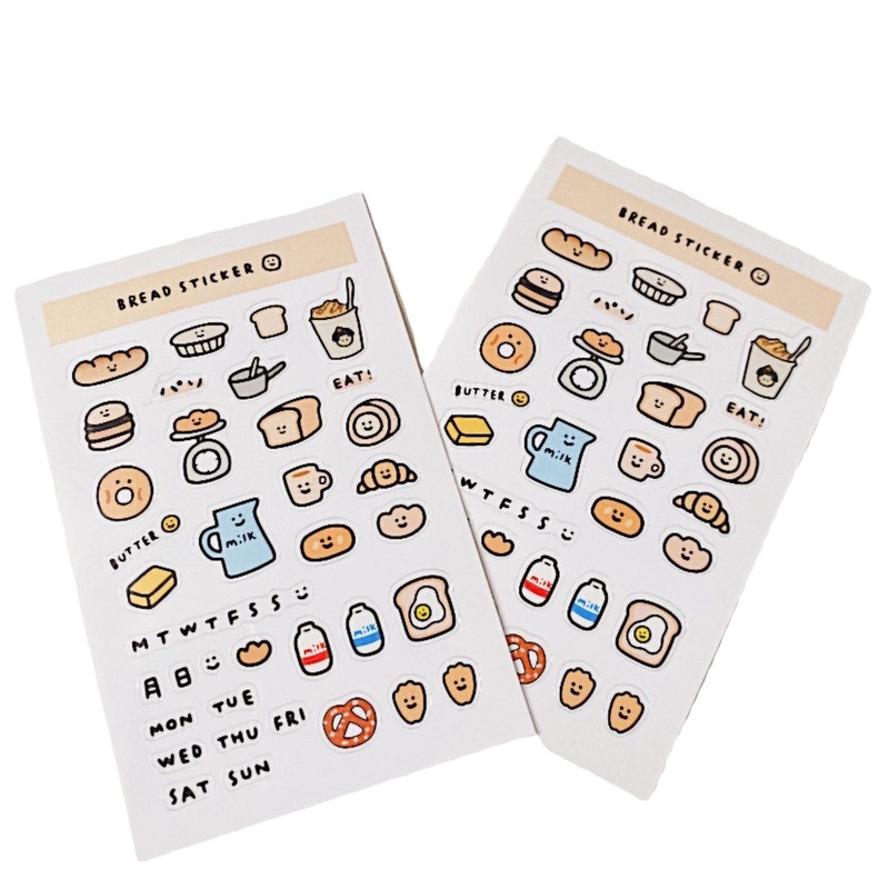 Miếng dán trang trí sổ tay hình cô gái bánh mì hoạt hình dễ thương diy