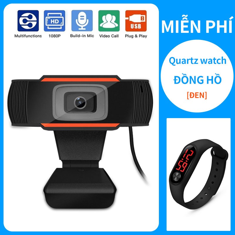 【Đồng hồ LED miễn phí】Webcam Kẹp Màn Hình Webcam Máy Tính Hỗ Trợ Học Trực Tuyến