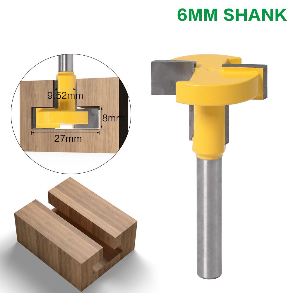Mũi Phay Rãnh - Mũi Soi Tấm Rãnh Gỗ Thanh Nhôm Chữ T - Cốt 6MM