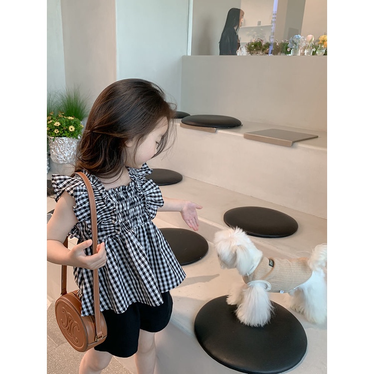 [Babycat] Hàng Có Sẵn Set Áo Sơ Mi Cotton Sát Nách Màu Trơn + Quần Short Màu Trơn Phong Cách Nhật Bản Hàn Quốc Cho Bé Gái
