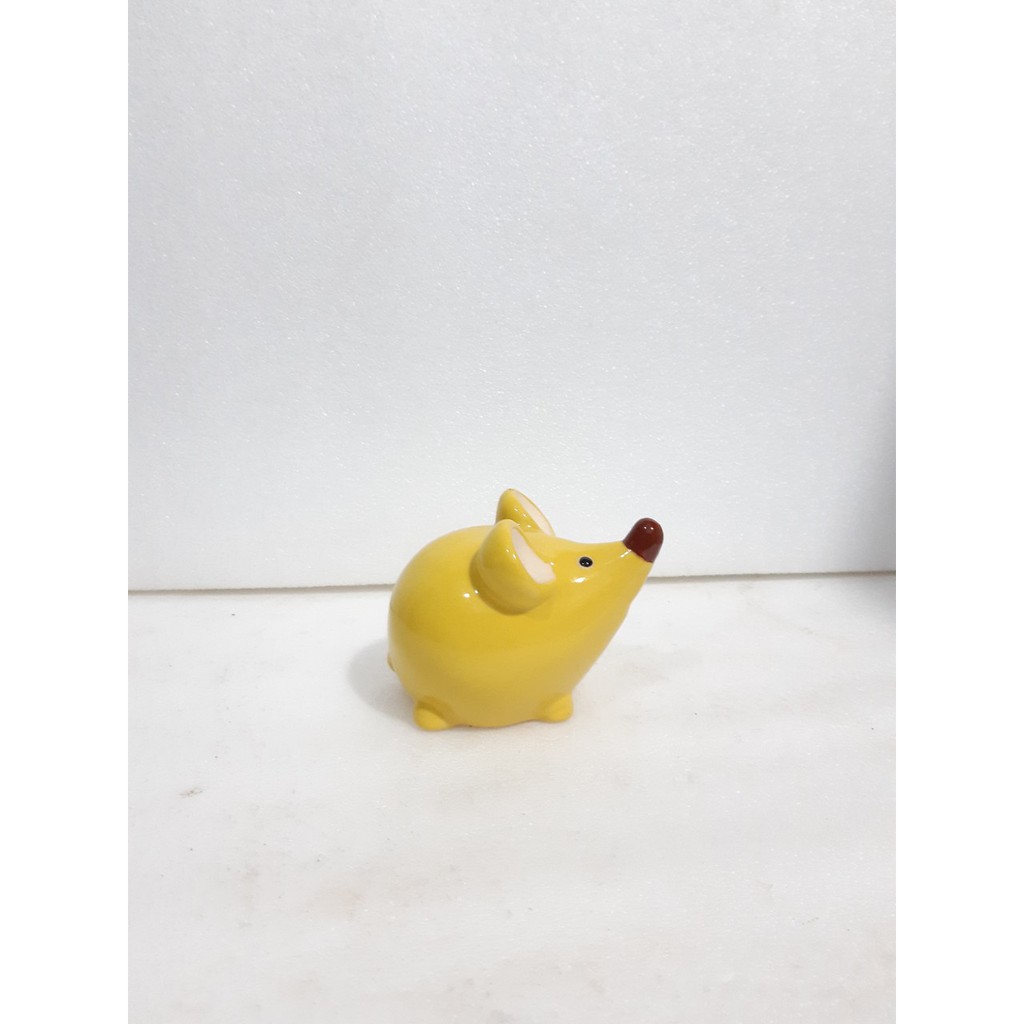 Tượng Chuột gốm men trắng mini