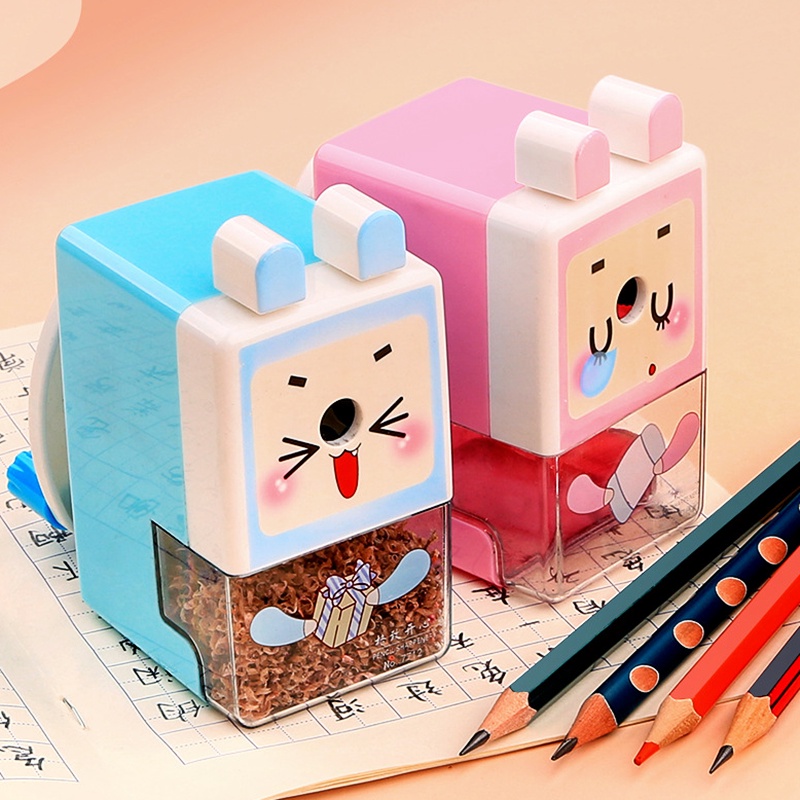 Gọt bút chì quay tay Hoạt hình gọt bút chì phù hợp cho trẻ em học sinh văn phòng trường học văn phòng màu xanh hồng