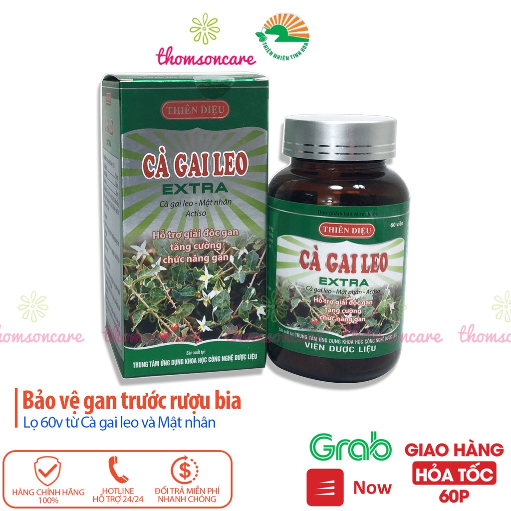 Cà gai leo Extra Lọ 60 viên - hỗ trơ giải độc gan, thanh nhiệt, có thêm mật nhân, actiso