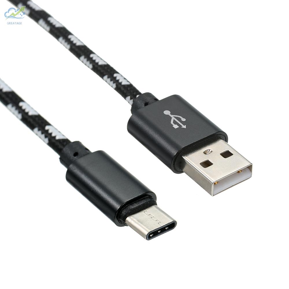 g☼USB Type C Charger Cable Charging Data Cable Type-C Phone Cable Data Sync Nylon Braided  Replacement for    Black