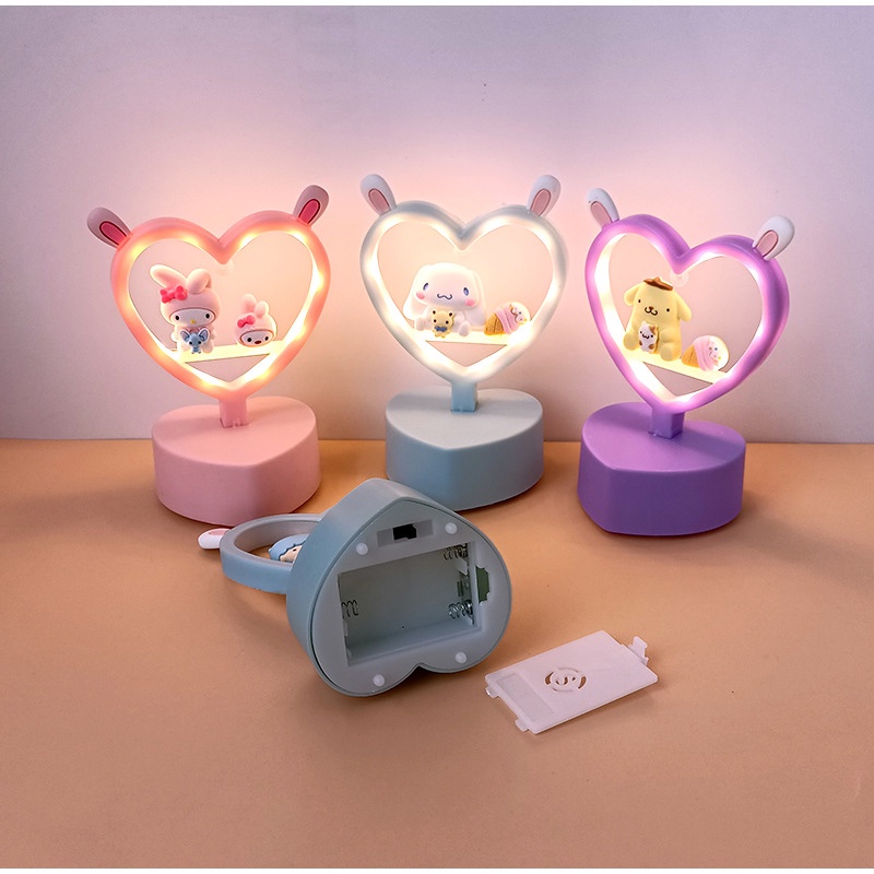 Đèn Ngủ Để Bàn Hình Trái Tim/Mèo Hello Kitty Dễ Thương Dùng Làm Quà Tặng Sinh Nhật Cho Bạn Gái