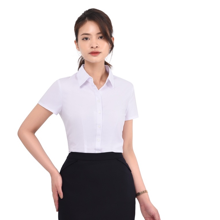 Áo sơ mi nữ trắng May 10 chất sợi tre