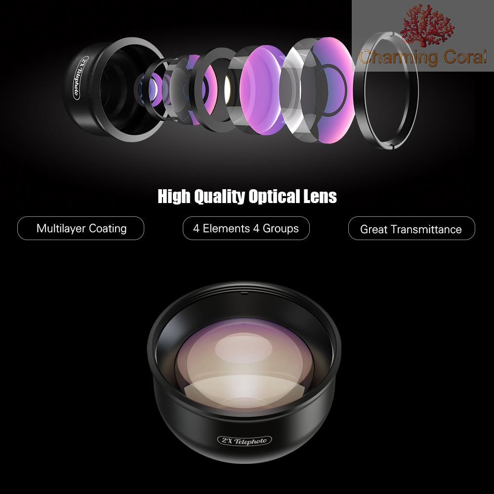 CTOY APEXEL APL-HD5T Multi-layer Phone Telephoto Lens 2X Zoom for Dual Lens / Single Lens Smartphone for iPhone X/Xs/8P Samsung Galaxy Huawei Xiaomi Cellphones